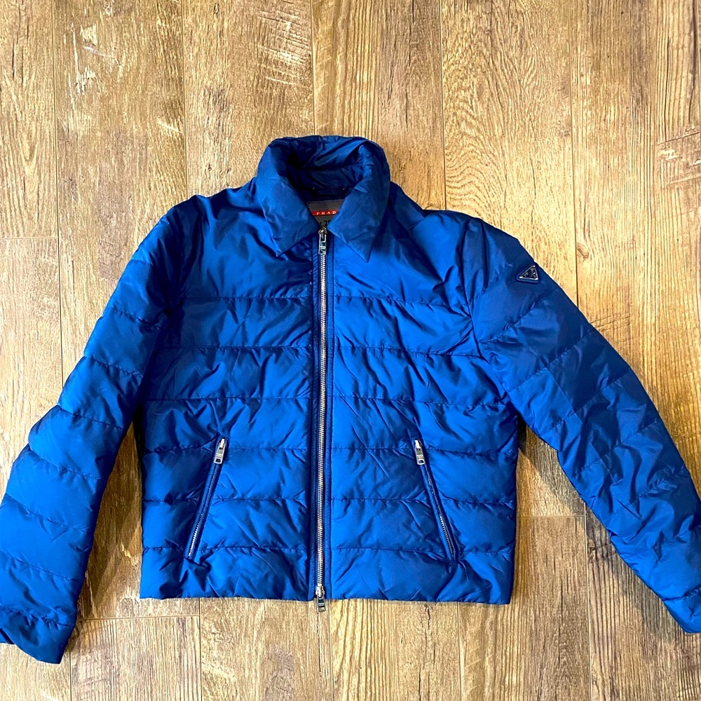 Prada Blue Quilted Bomber Jacket